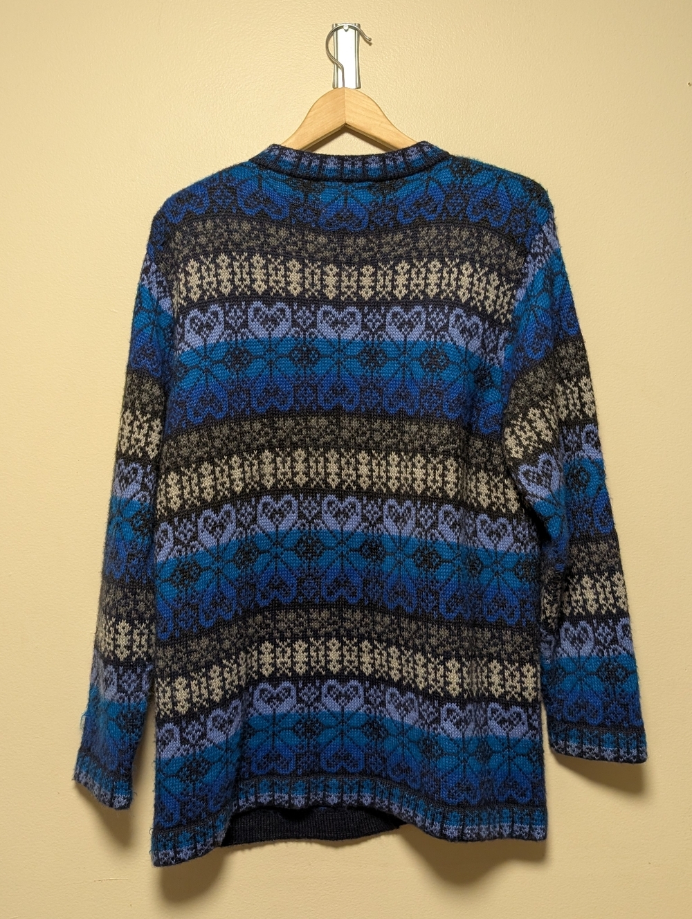 Alpaca Connection 100% Alpaca Cardigan Blue Fair Isle XL - Picture 2 of 11